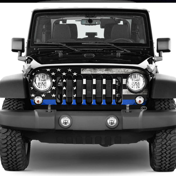 Jeep Wrangler Grill Wraps American Flag Thin Blue Line 2007-2017 JK