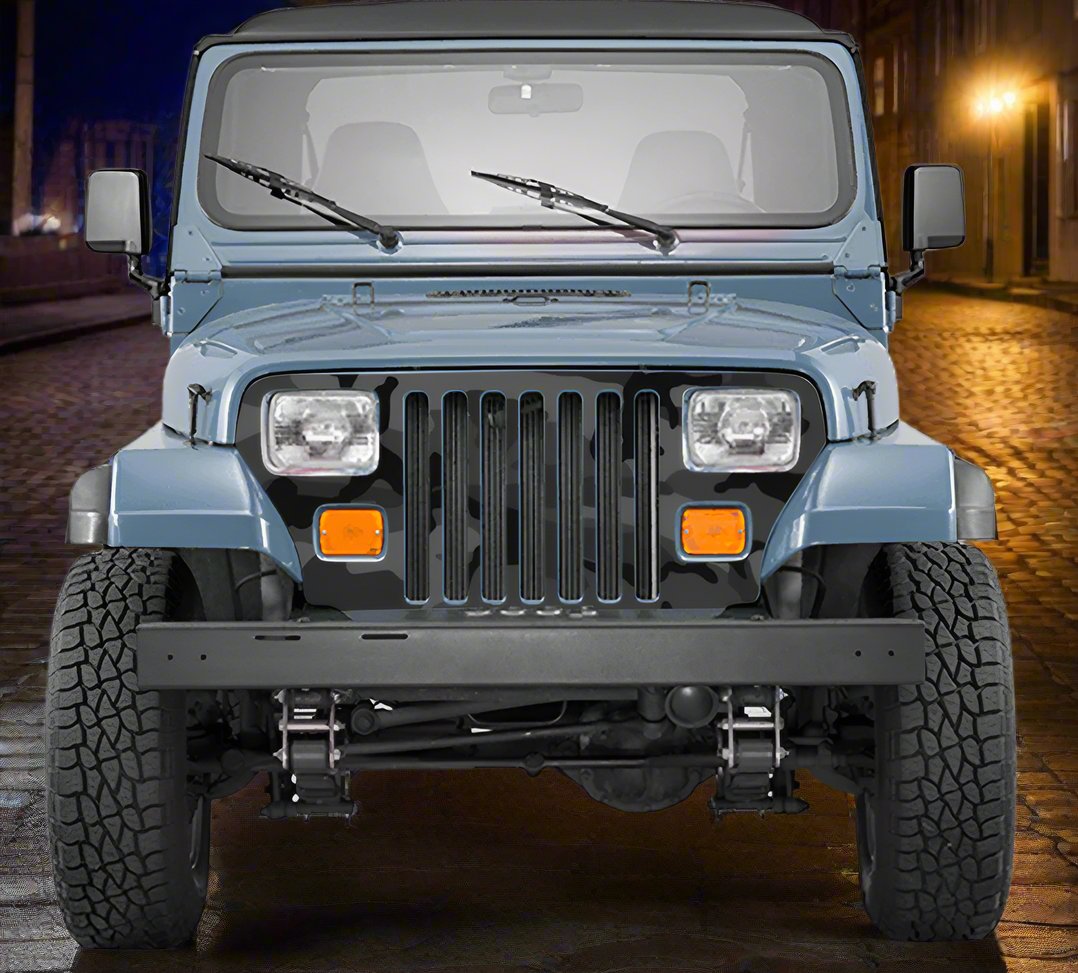 Jeep Wrangler Grill Wraps Camo Black Urban  1987-1995 YJ