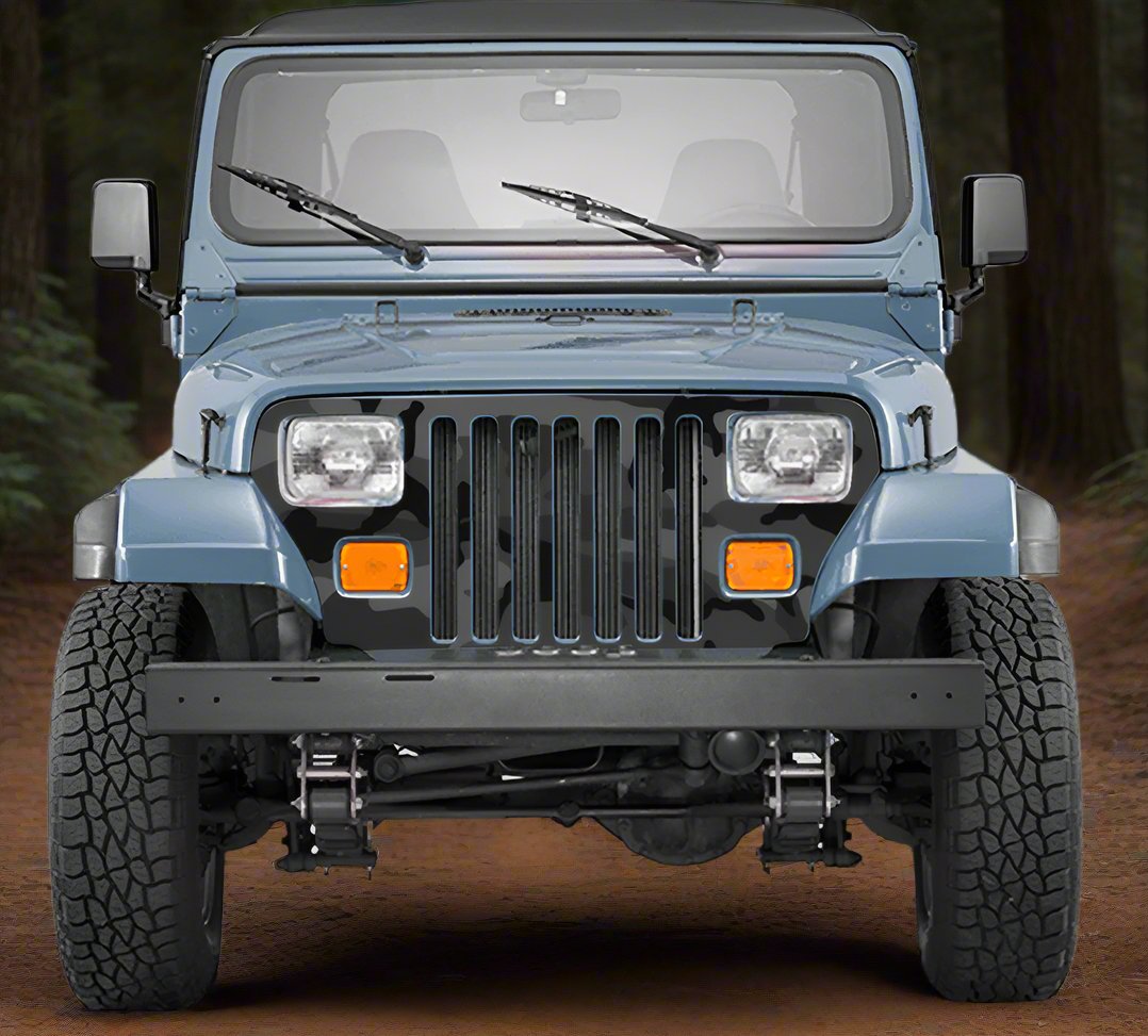 Jeep Wrangler Grill Wraps Black Urban Camouflage  