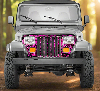 Jeep Wrangler Grill Wrap Camo Pink Zombie Bile Camouflage 1987-1995