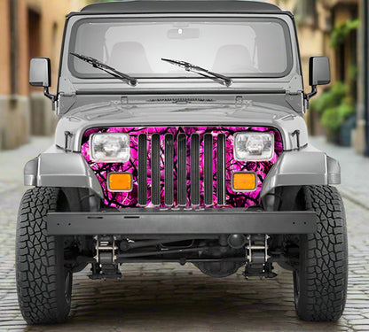 Jeep Wrangler Grill Wrap Camo Pink Zombie Bile  TJ