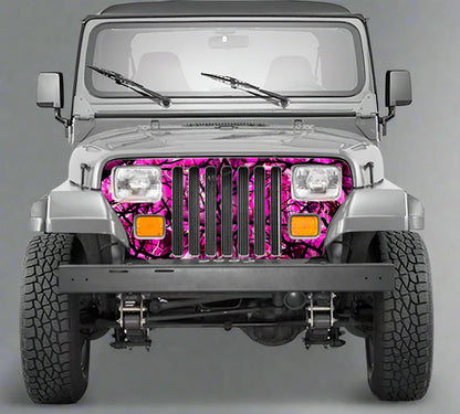 YJ Jeep Wrangler Grill Wrap Camo Pink Zombie Bile