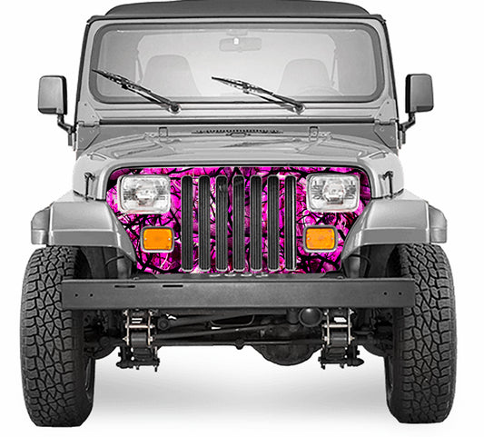 Jeep Wrangler Grill Wrap Camo Pink Zombie Bile Camouflage 1987-1995