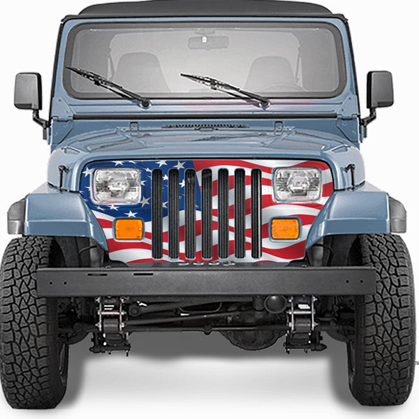 Jeep Wrangler Grill Wrap American Flag  1987-1995 TJ