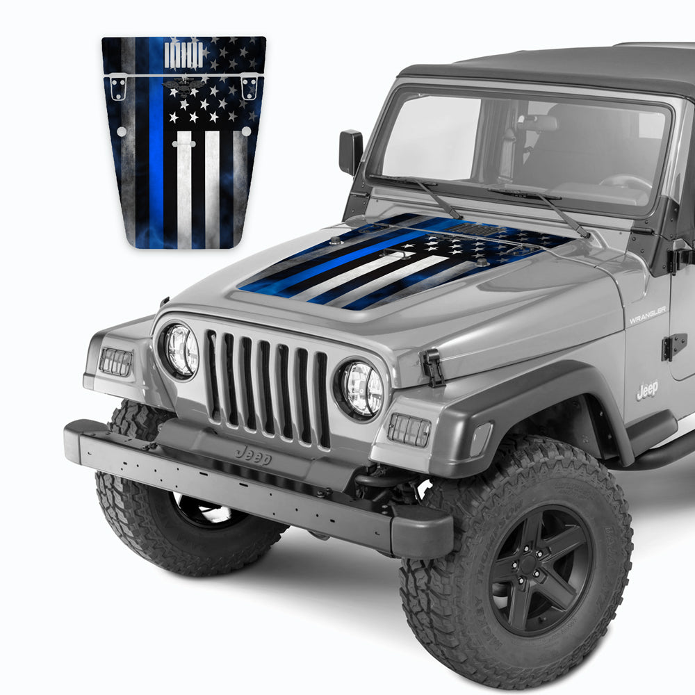 Tj Line Jeep Wrangler Hood Decal American Flag Blue Line TJ 1996-2006 – Speed ...