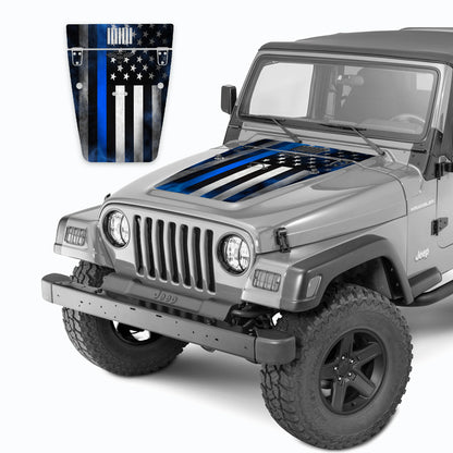 Jeep Wrangler Hood Decal American Flag Blue Line TJ 1996-2006