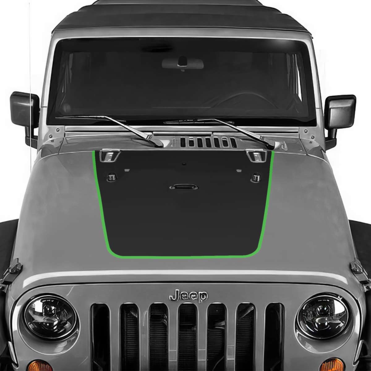 Jeep Wrangler Hood Decal Green Pinstripe 2007-2017 JK