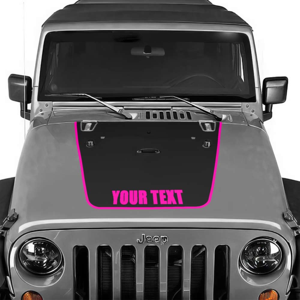 Jeep Wrangler Hood Decal Light Pink Pinstripe Your Text 2007-2017 JK