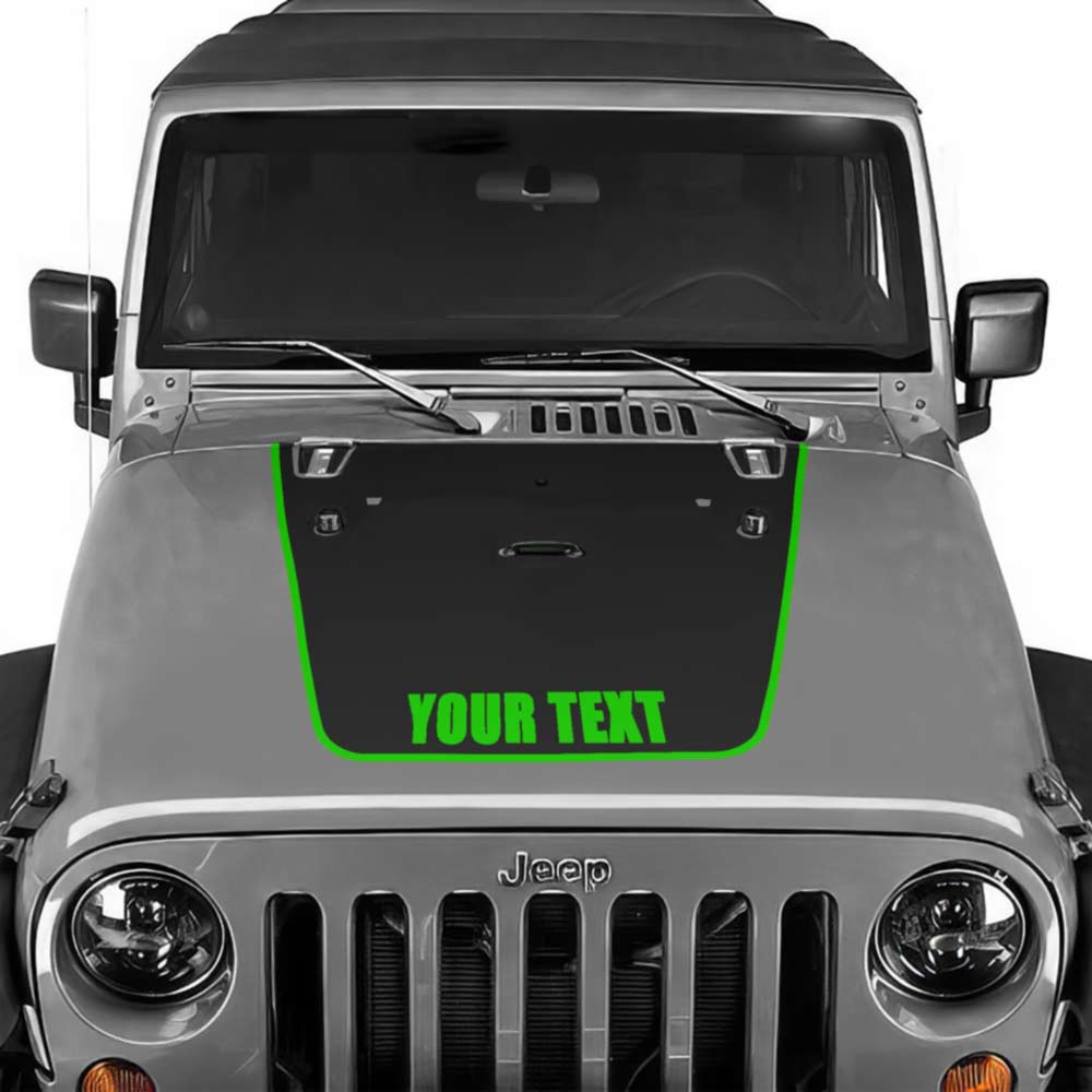 Jeep Wrangler Hood Decal Light Green Pinstripe Your Text 2007-2017 JK