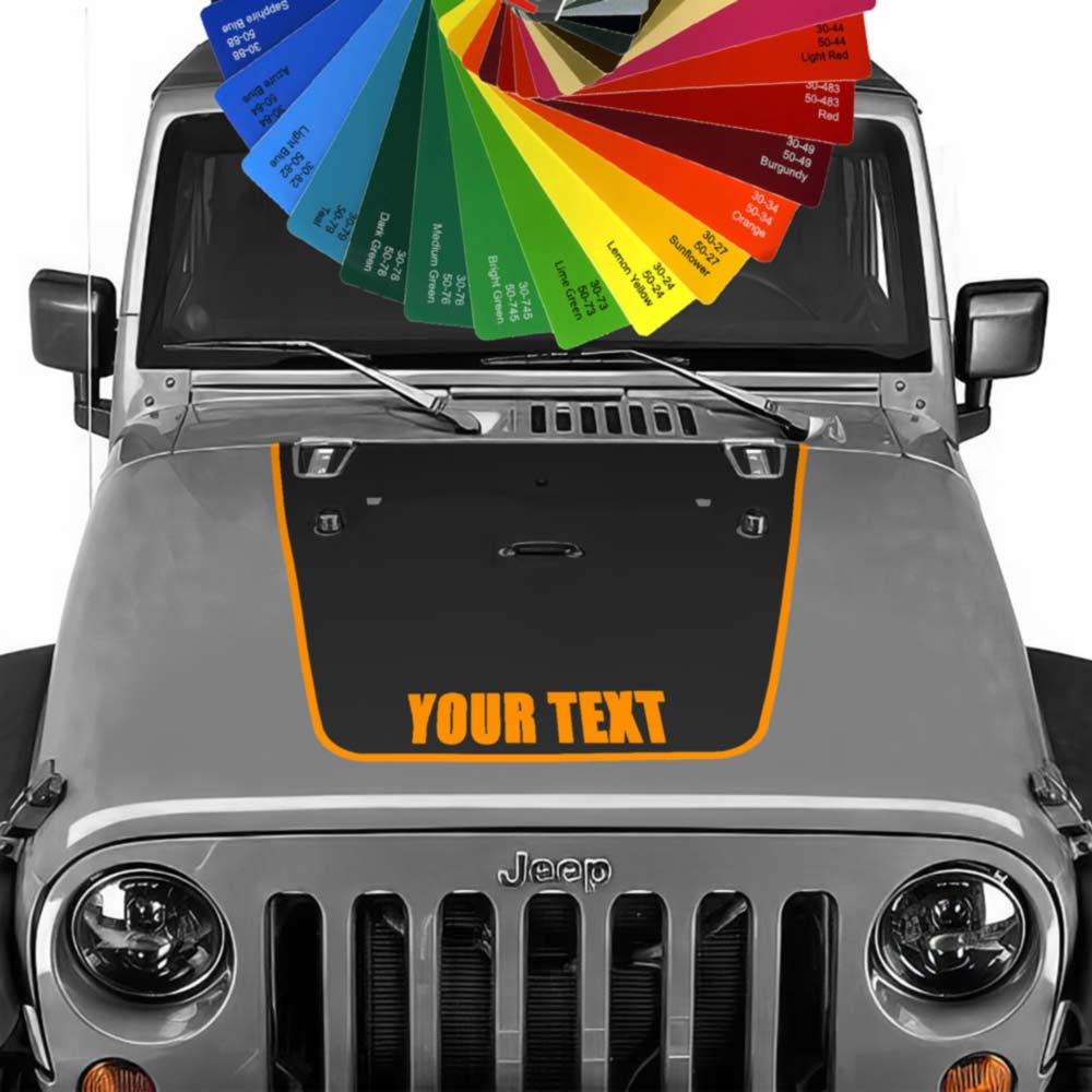 Jeep Wrangler Hood Decal Your Text 2 Color 2007-2017 JK