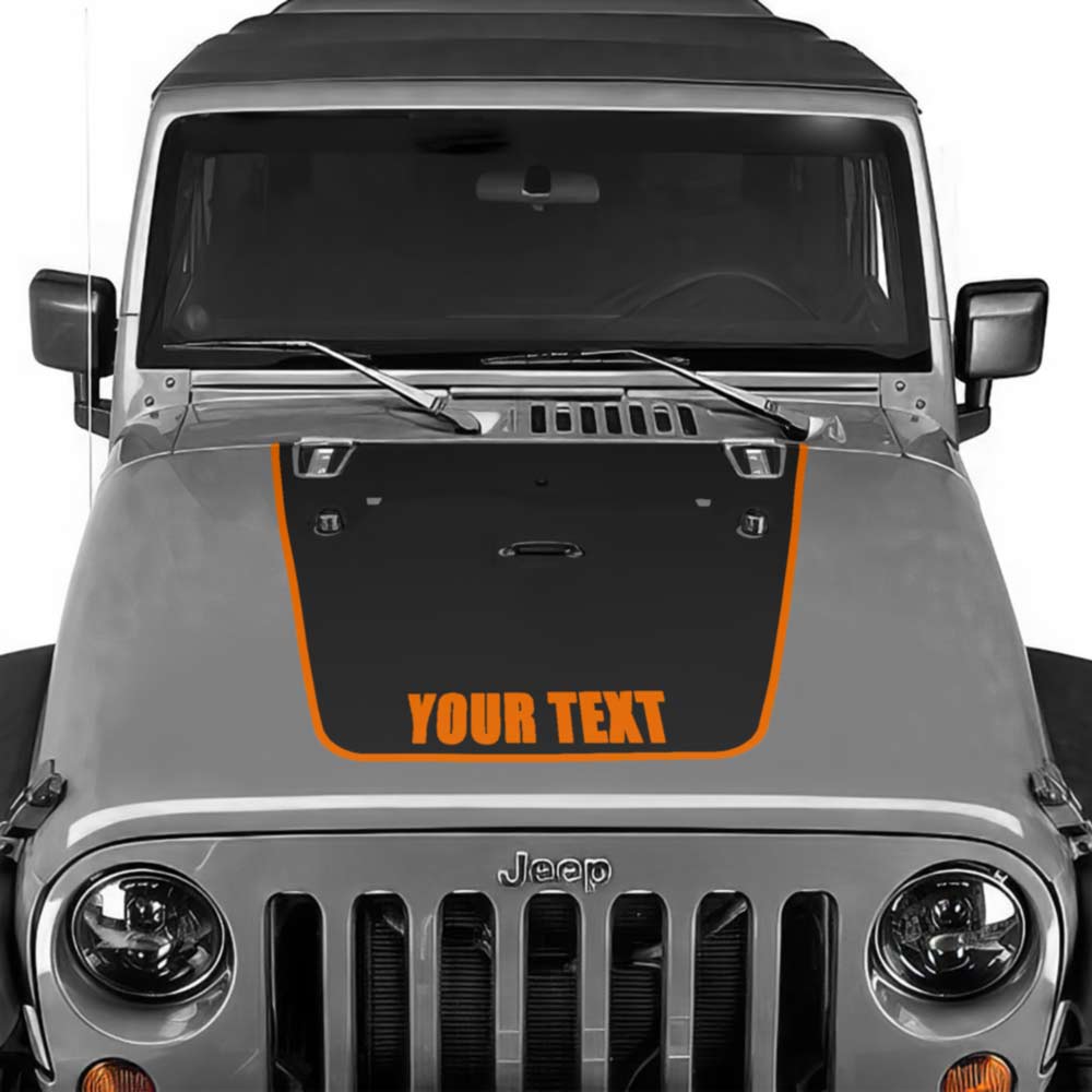 Jeep Wrangler Hood Decal Light Orange Pinstripe Your Text 2007-2017 JK