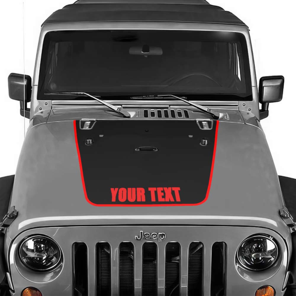 Jeep Wrangler Hood Decal Light Red Pinstripe Your Text 2007-2017 JK