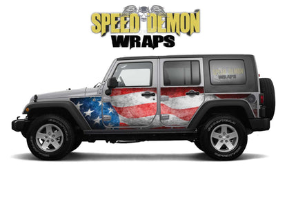 Jeep-Wrangler-JK-Grunge American-Flag-Trail-Armor-Side-Wrap-2007-2017