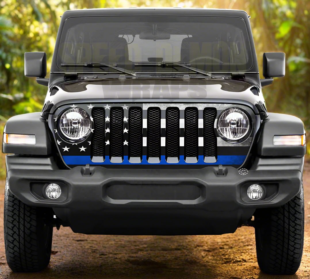 Jeep Gladiator Grill Wrap American Flag Thin Blue Line 2018-2025 JT 