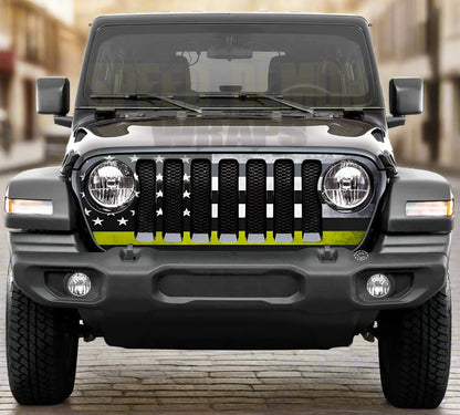 Jeep Gladiator Grill Wrap American Flag Thin Yellow Line  