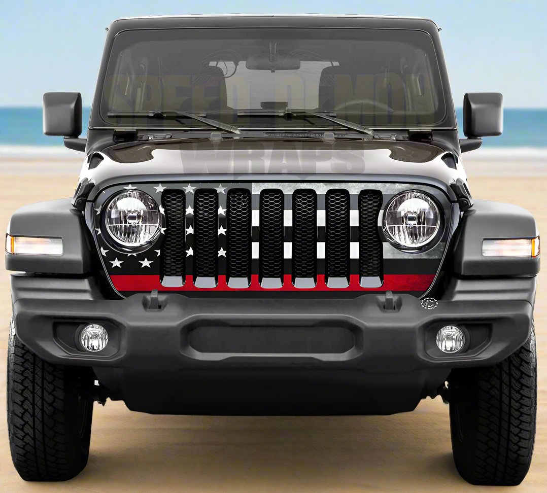 Jeep Gladiator Grill Wraps American Flag Red Line 2020-2025 JT