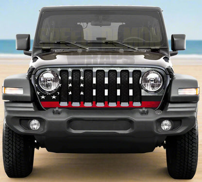 Jeep Gladiator Grill Wraps American Flag Red Line 2020-2025 JT