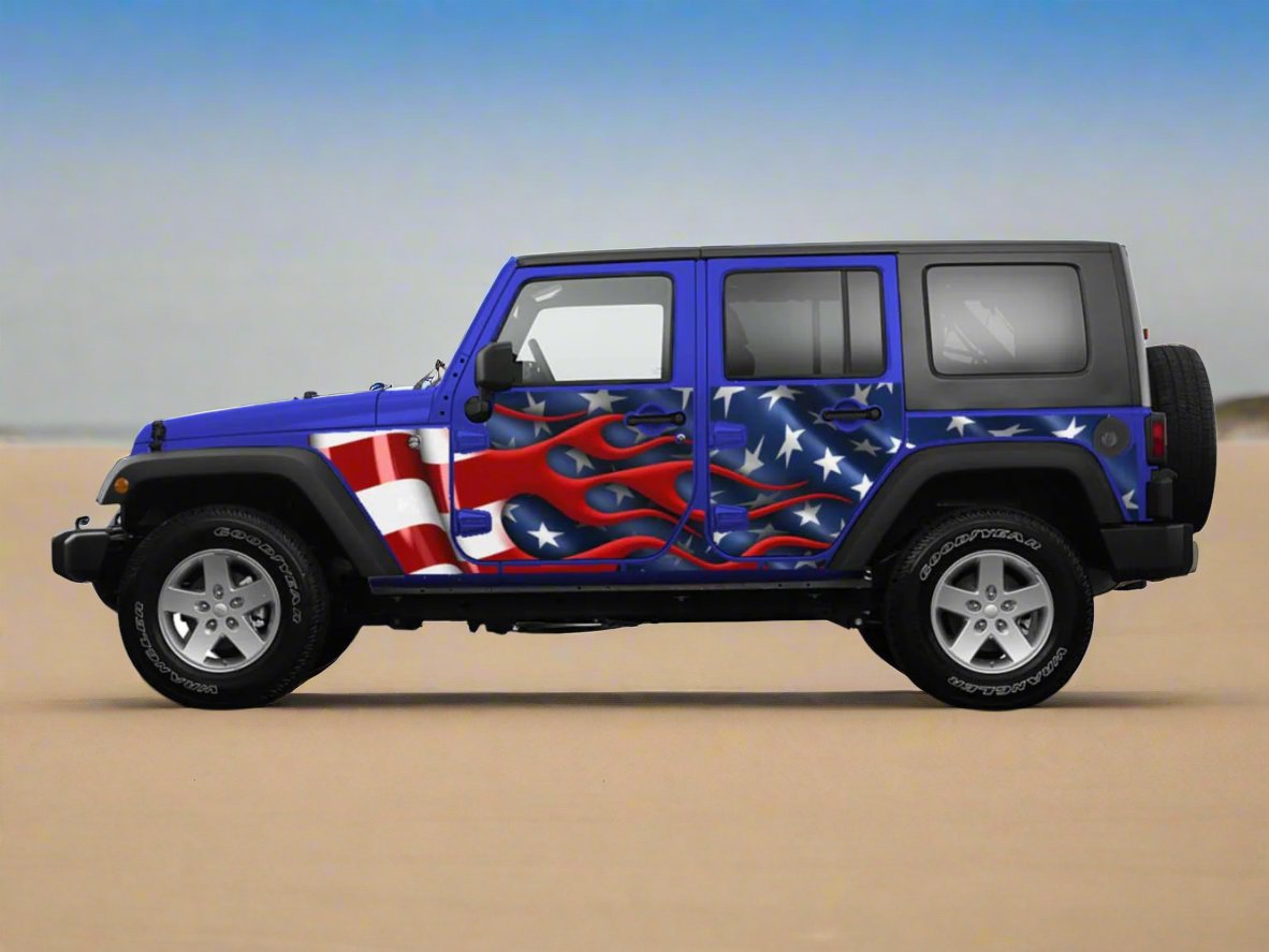 Jeep Wrangler JK Trail Armor Side Wrap 2007-2017  F American-Flag 4 Door