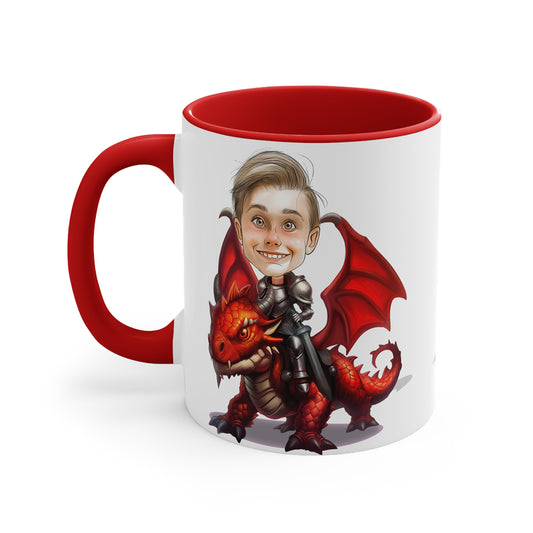 Child Riding a Dragon Coffee Mug Caricature From Photo