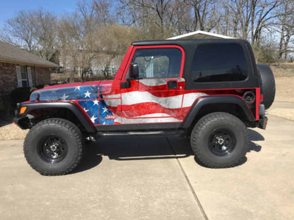 American Flag Grunge - Trail Armor For Jeep TJ 1996-2006 Paint Protection Film Side Kit - Non-Magnetic