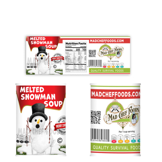 Melted Snowman Soup Can Label