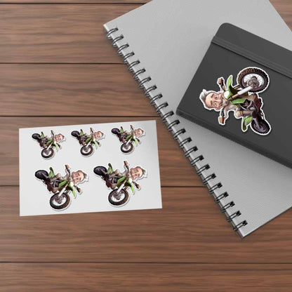 Personalized Motocross Caricature from Photo Dirt Bike Sticker - 6 Pack