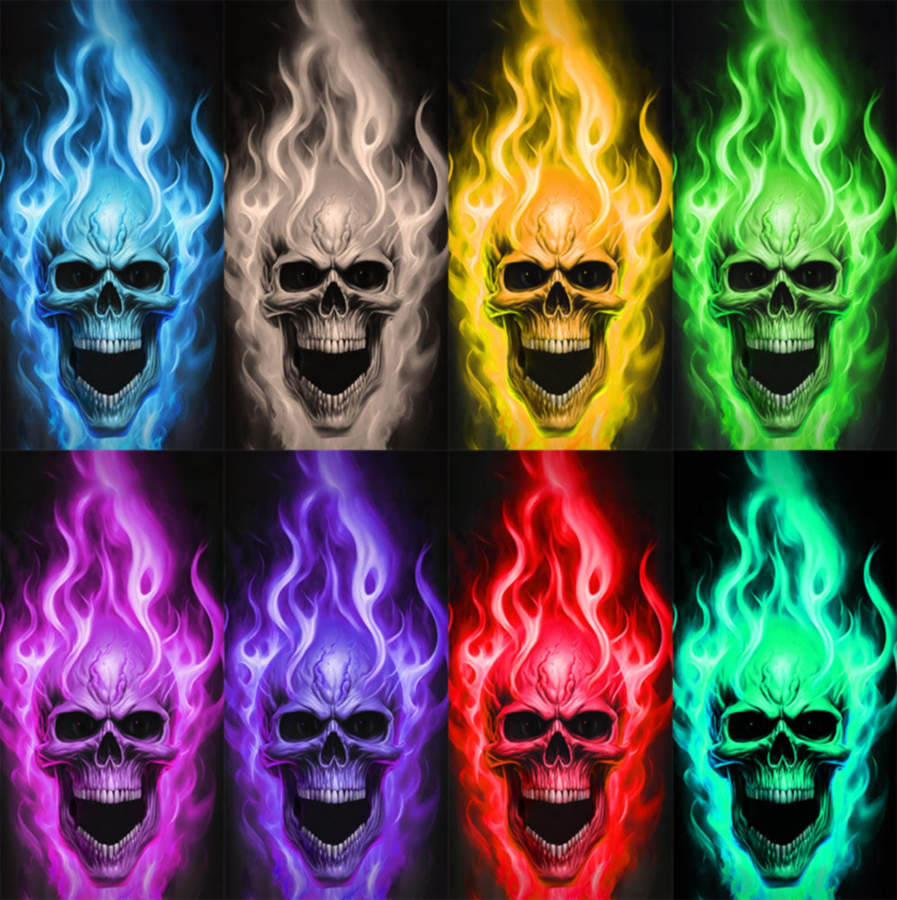Flaming Skulls Combo Sets Cornhole Wraps Kustom Low Brow Art