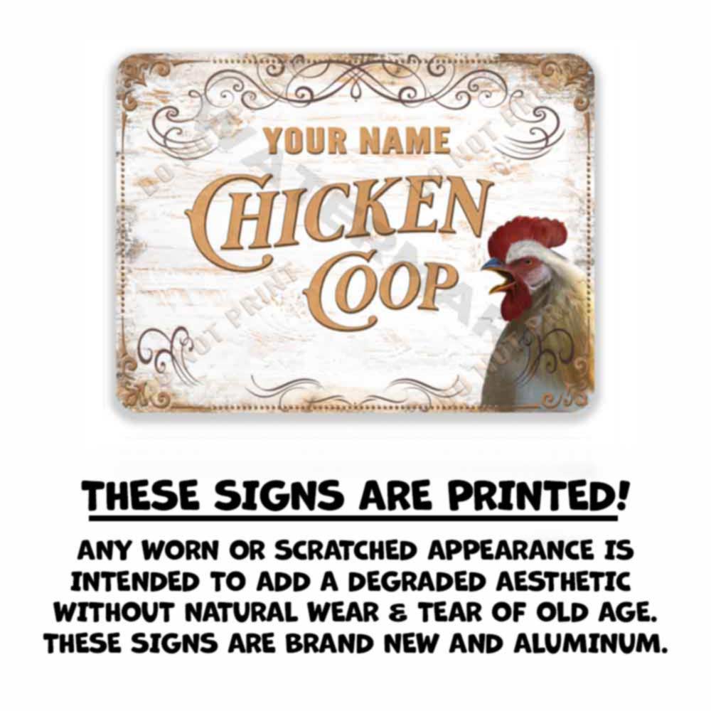 Vintage White Chicken Coop Sign Customized Appearance