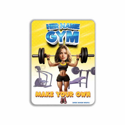 Personalized Gym Metal Sign HER Cartoon from Photo 12" x 9”