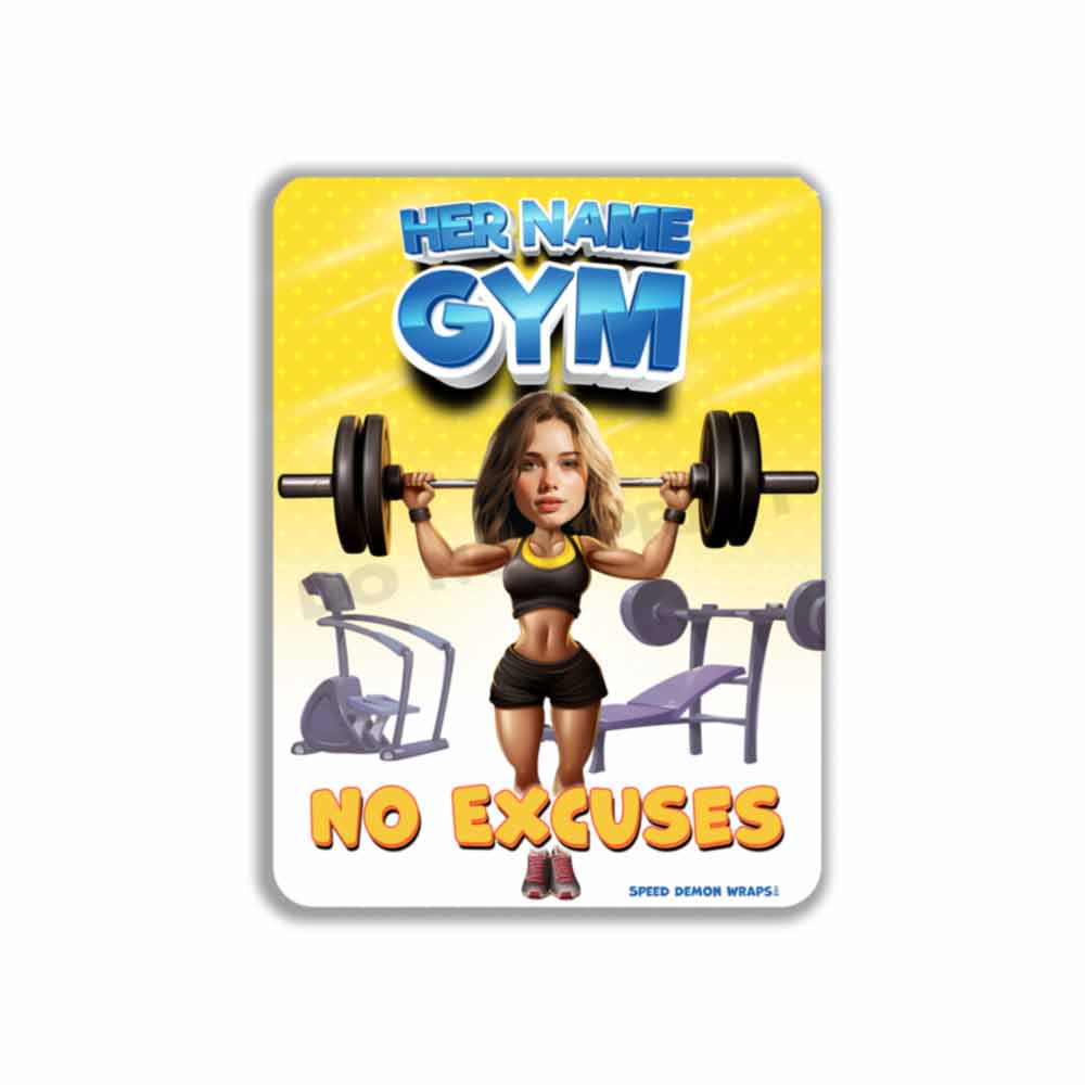 Personalized Gym Metal Sign HER Cartoon from Photo 12" x 9”