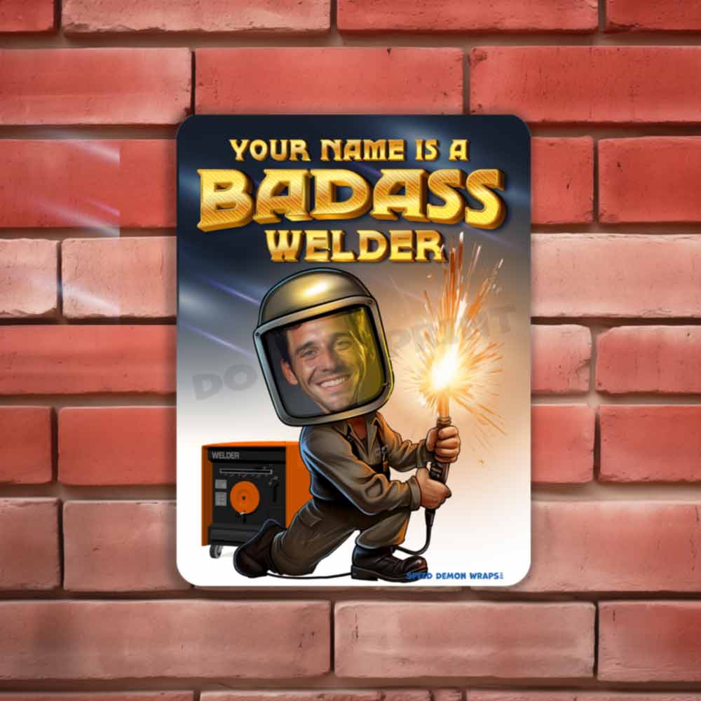 Personalized Bad Ass Welder Metal Sign Portrait From Photo Custom