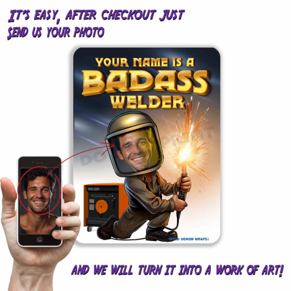 Personalized Bad Ass Welder Metal Sign Caricature