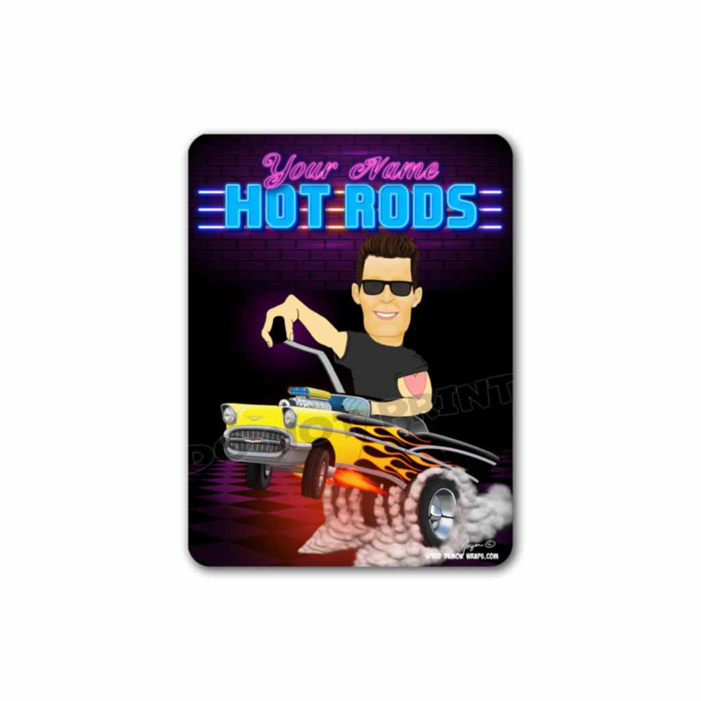 Personalized Hot Rod Sign Caricature From Photo