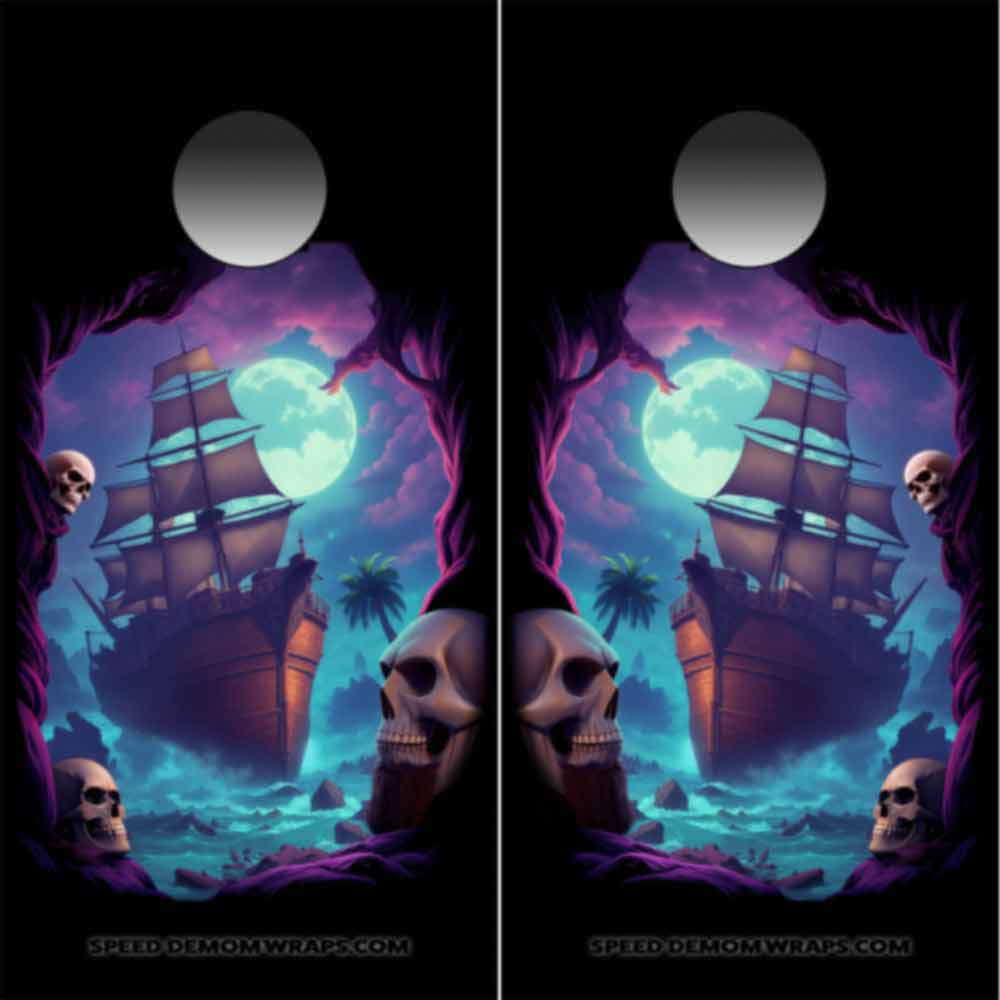 Haunted Pirate Cove Cornhole Wraps Kustom Art