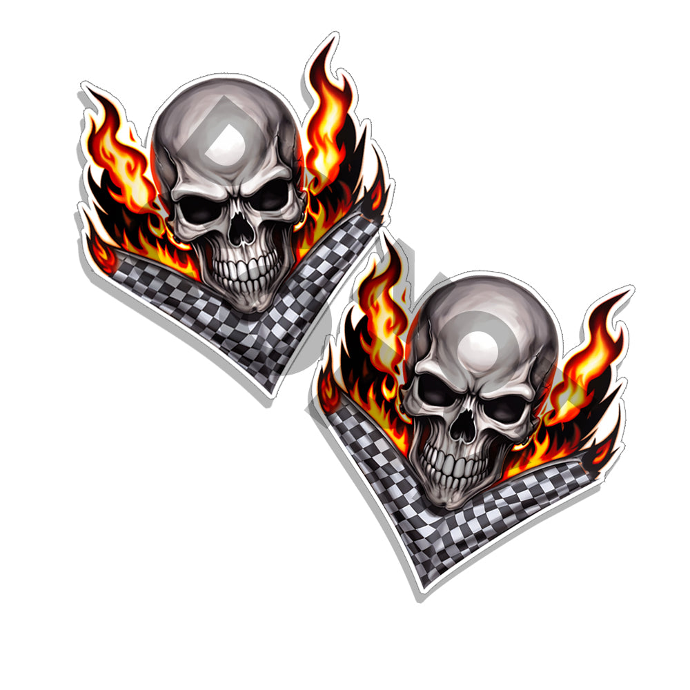 Skull Racing Sticker Racing Skull Monster Horror Die Cut Mirrored Stickers – Speed Demon Wraps