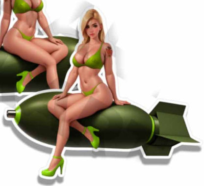 Sour Apple Sandy Pin Up Bomber Vintage Sticker Nose Art Mirrored Decals