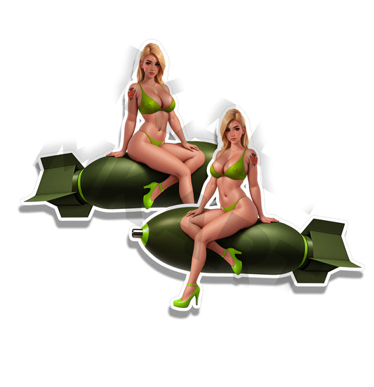 Sour Apple Sandy Pin Up Bomber Vintage Sticker Nose Art Mirrored Decals