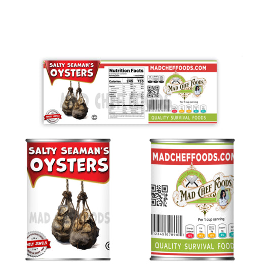 Salty Seamans Oysters Soup Can Label