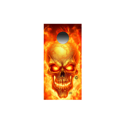 Flaming Skulls Cornhole Wraps Single