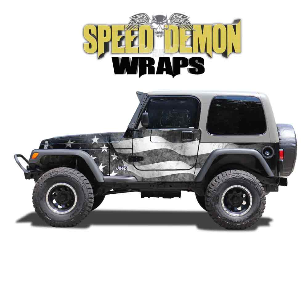  American Flag Grunge Jeep Wrangler TJ  Wrap Kit