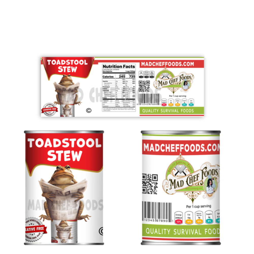 Toadstool Stew Funny Prank Soup Can Labels Gag Gift – Speed Demon Wraps