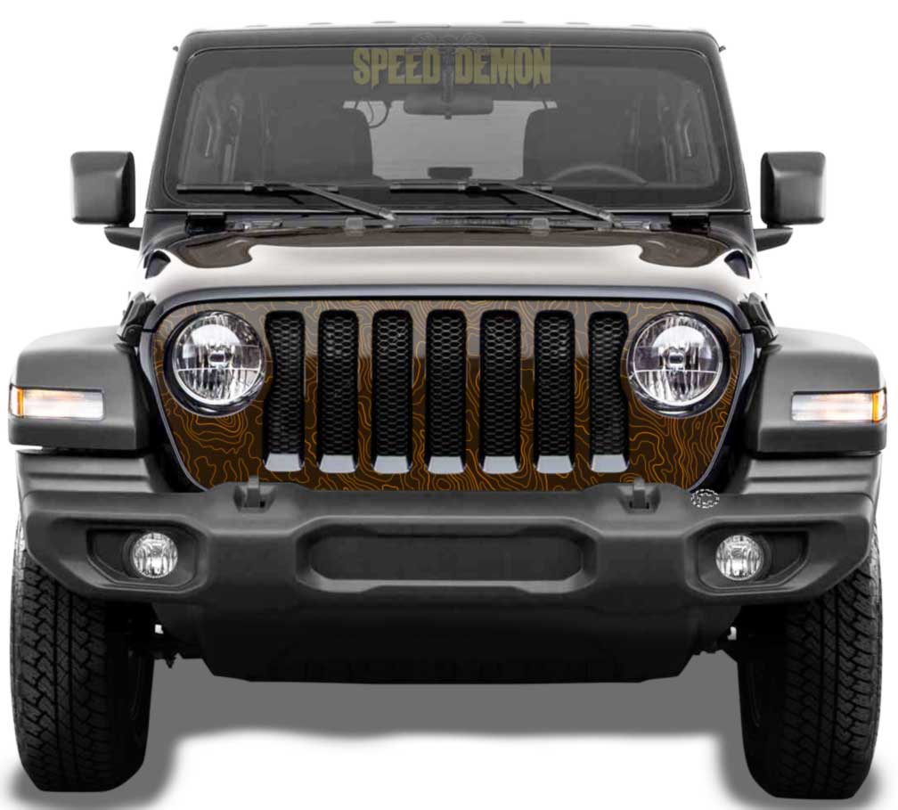 Topo Jeep-Wrangler Grill-Wrap- 2018-2025 JL  Orange