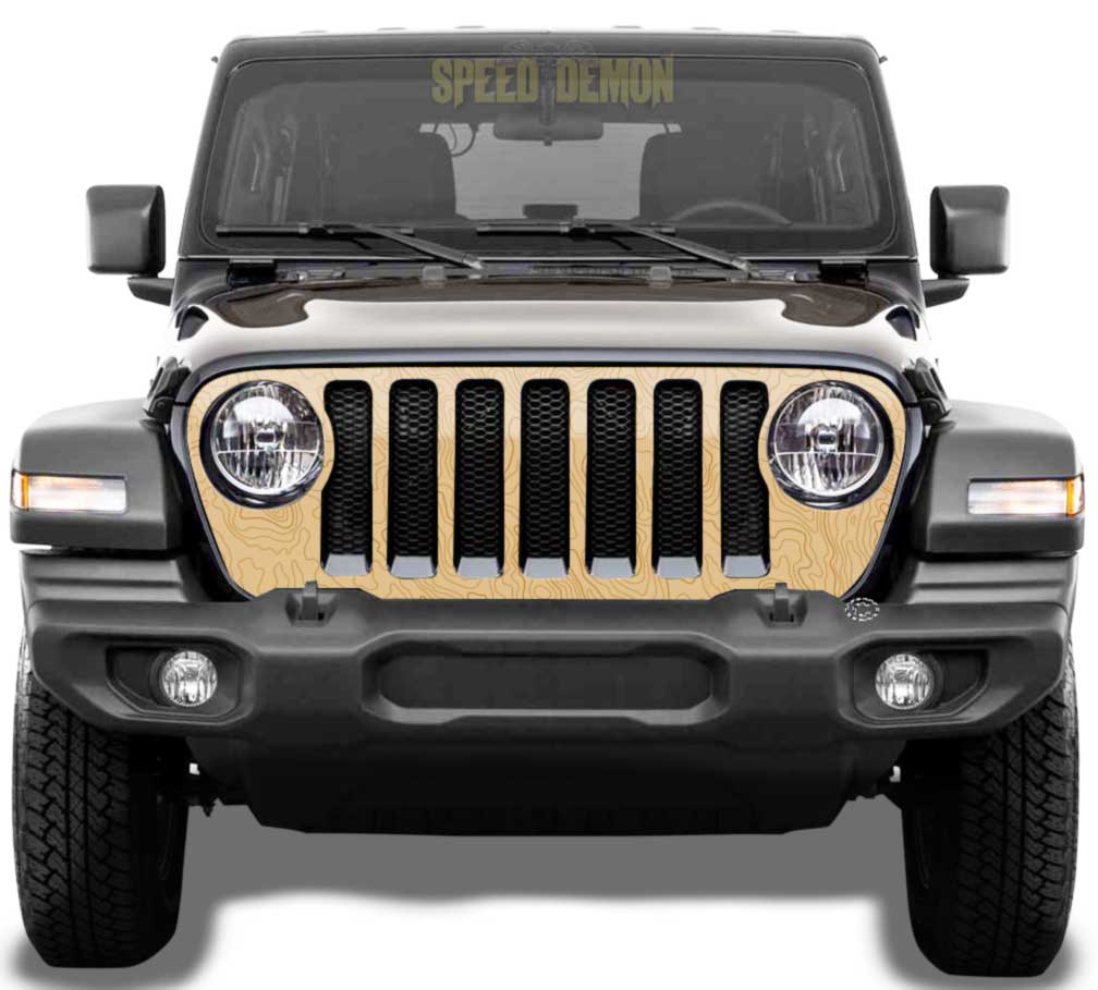 Topo Map Jeep Wrangler Grill Wrap JT 2020-2025 Tan