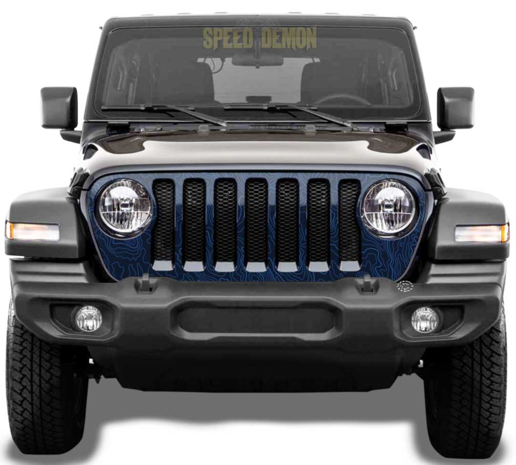 Topo Map Jeep Gladiator Grill Wrap JT 2020-2025 Blue