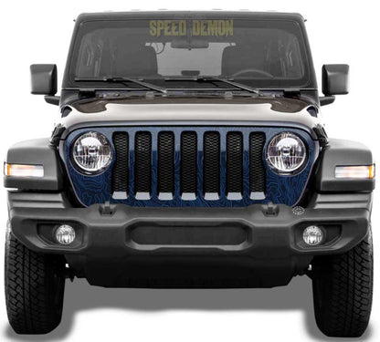 Topo Map Jeep Gladiator Grill Wrap JT 2020-2025 Blue