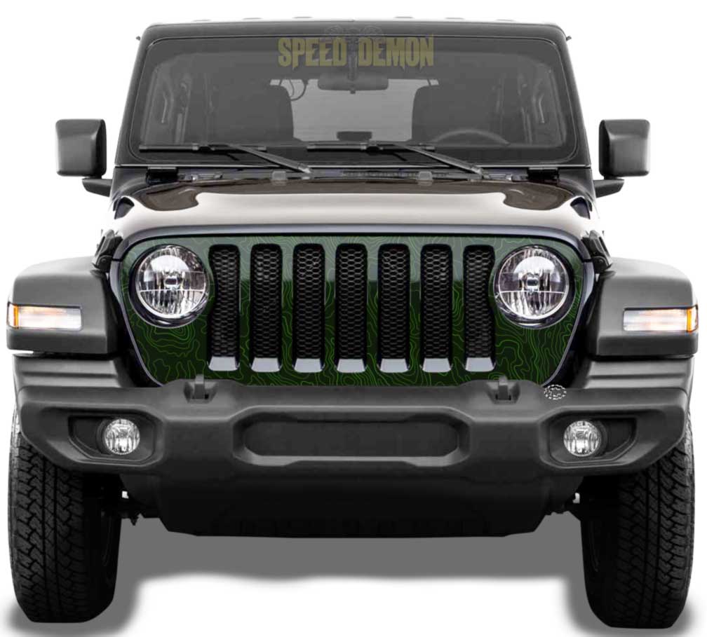 Topo Map Jeep Gladiator Grill Wrap JT 2020-2025 Green