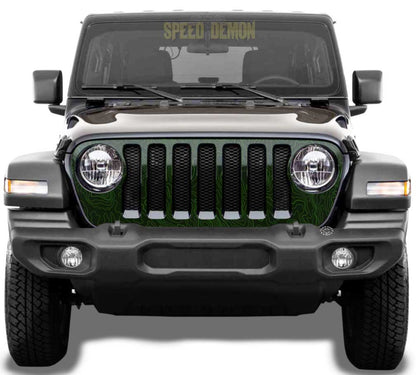 Topo Map Jeep Gladiator Grill Wrap JT 2020-2025 Green