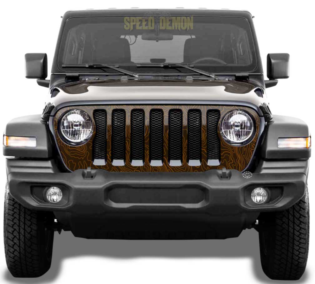 Topo Map Jeep Gladiator Grill Wrap JT 2020-2025 Orange