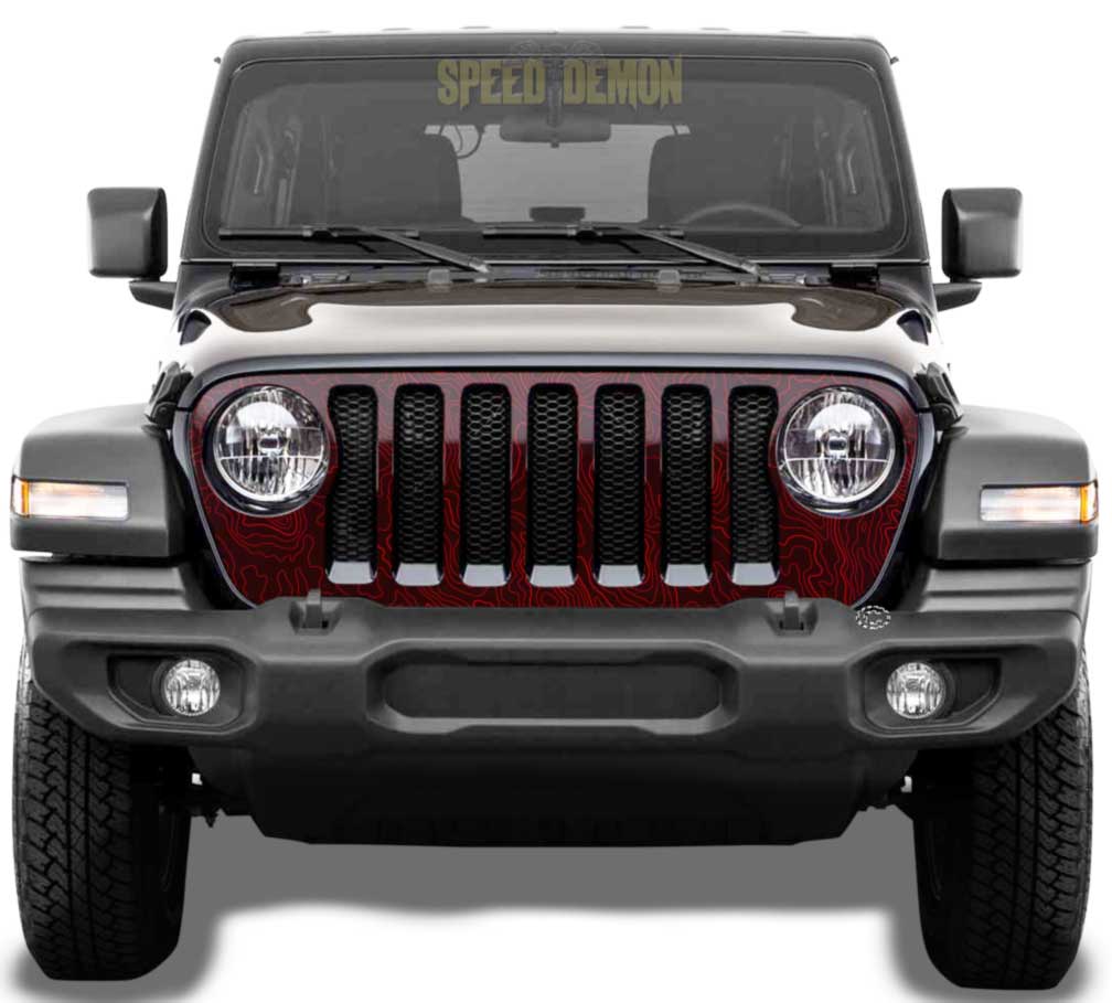 Topo Map Jeep Gladiator Grill Wrap JT 2020-2025 Red