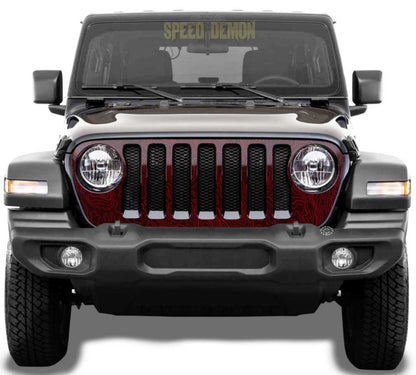 Topo Map Jeep Gladiator Grill Wrap JT 2020-2025 Red